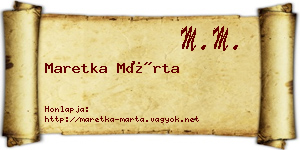Maretka Márta névjegykártya